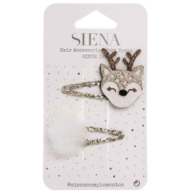 Przejdź do produktu Spinki zestaw dla dziewczynki świateczne renifer i pompon Siena