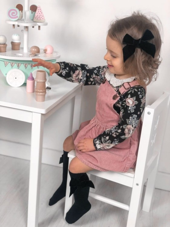 Podkolanówki velvet kokarda czarne Condor *900