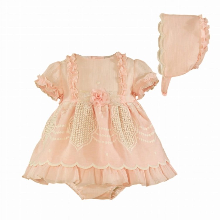 Sukienka Bonetka Bloomers SS21 Miranda Baby Girls Dress, Bonnet &amp; Knickers 126/VBG