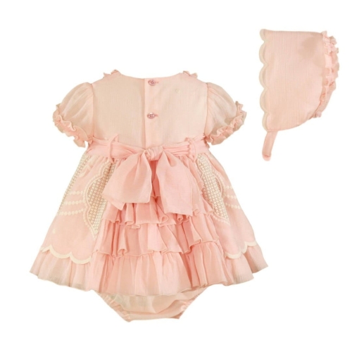 Sukienka Bonetka Bloomers SS21 Miranda Baby Girls Dress, Bonnet &amp; Knickers 126/VBG