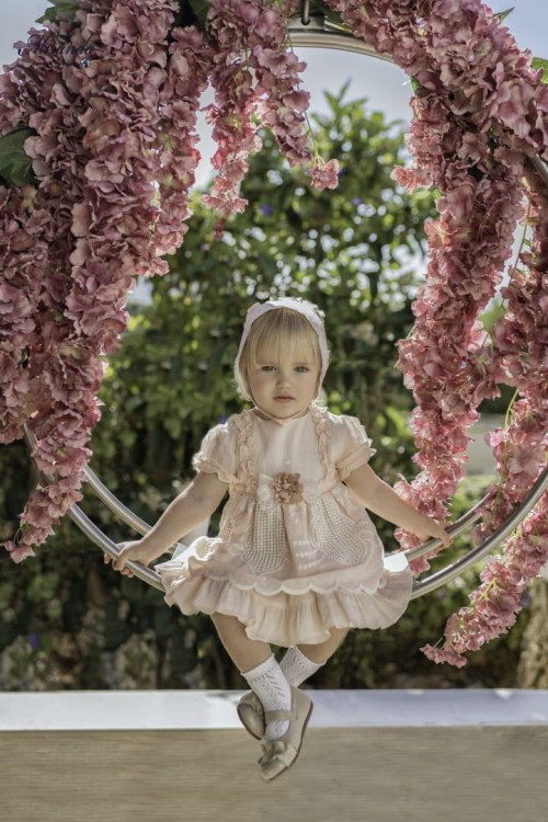 Sukienka Bonetka Bloomers SS21 Miranda Baby Girls Dress, Bonnet &amp; Knickers 126/VBG