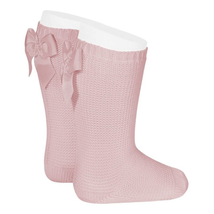 Podkolanówki perle kokarda brudny róż Condor *526