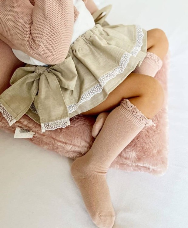 Podkolanówki koronka lace edging socks old rose Condor *544