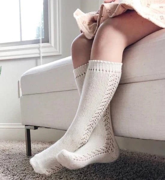 Podkolanówki dziecięce openwork linen beż Condor *304