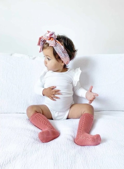 Przejdź do produktu Podkolanówki openwork terracota Condor *126