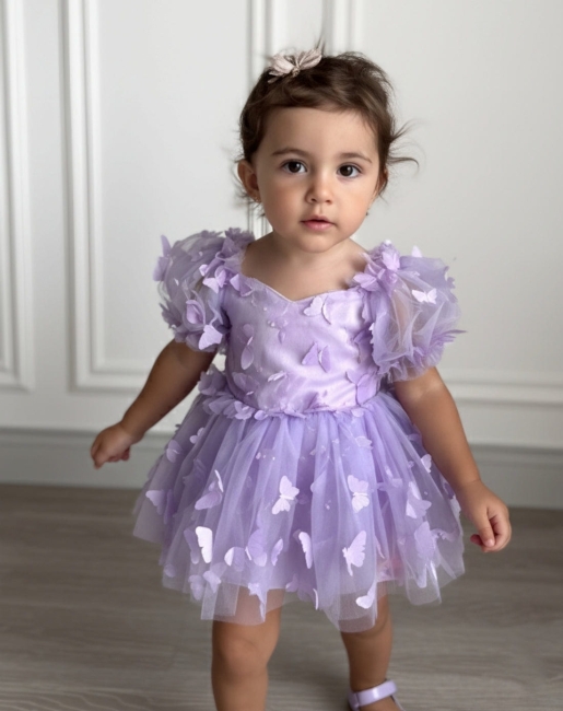 Przejdź do produktu Rampers tiulowy dla dziewczynki fiolet motylki