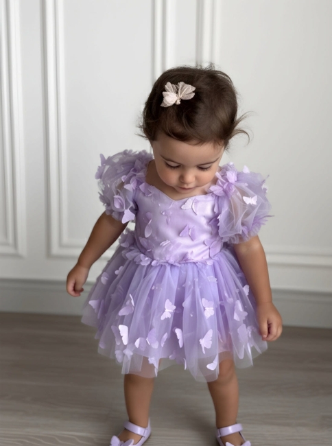 Przejdź do produktu Rampers tiulowy dla dziewczynki fiolet motylki