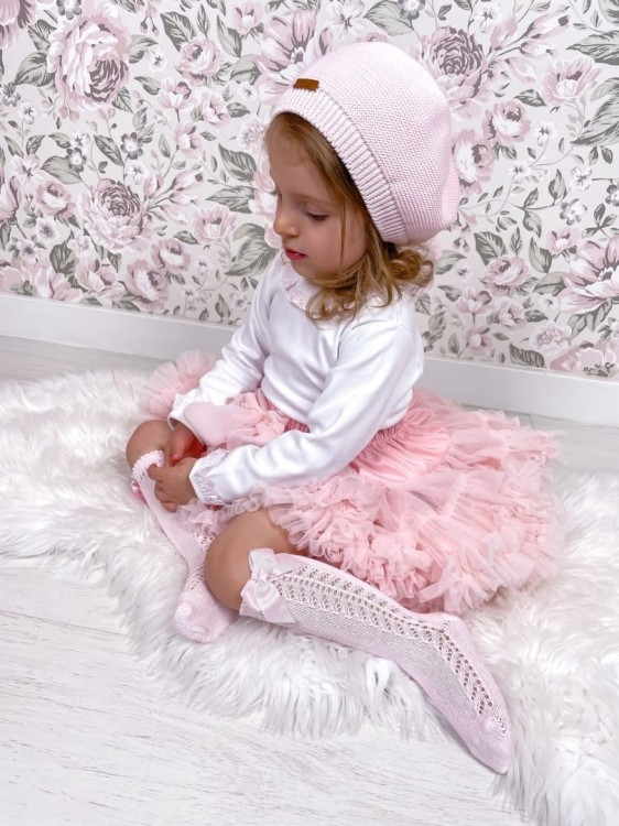 Podkolanówki openwork kokarda różowe Condor *500