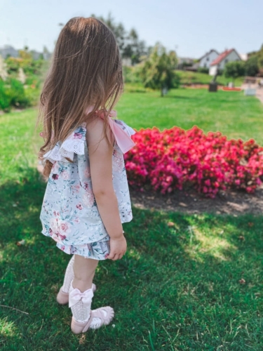 Komplet flower Bloomers bluzka dziecięcy kokardki