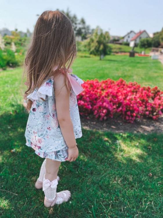 Komplet flower Bloomers bluzka dziecięcy kokardki