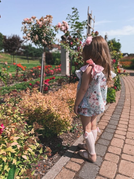 Komplet flower Bloomers bluzka dziecięcy kokardki