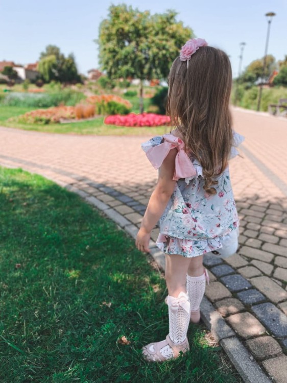 Komplet flower Bloomers bluzka dziecięcy kokardki