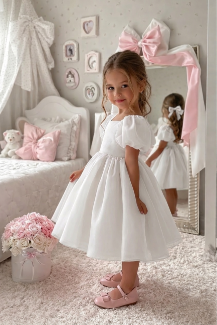 Przejdź do produktu Sukienka tiulowa dla dziewczynki na komunię, wesele PUFF DOLLY biała