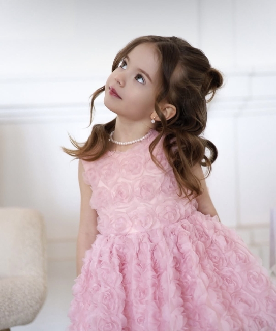 Przejdź do produktu Sukienka Rosa różyczki kokardka różowa dla dziewczynki NA ZAMÓWIENIE