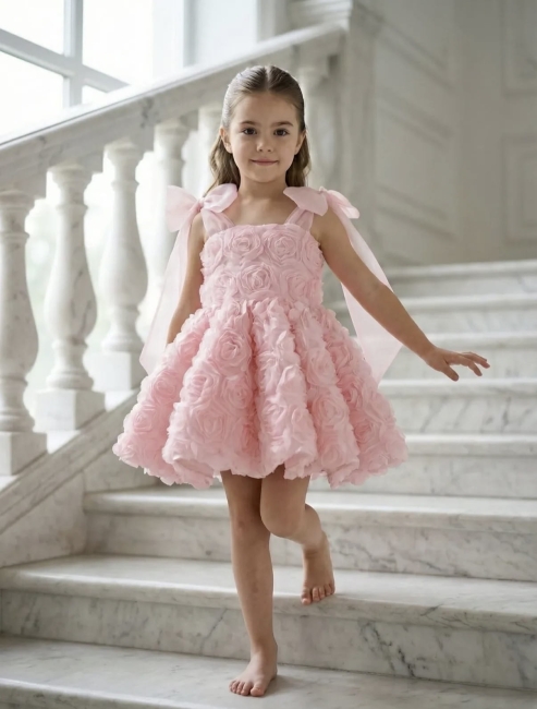 Przejdź do produktu Sukienka róże dla dziewczynki na ramiączkach różowa Princess Rose