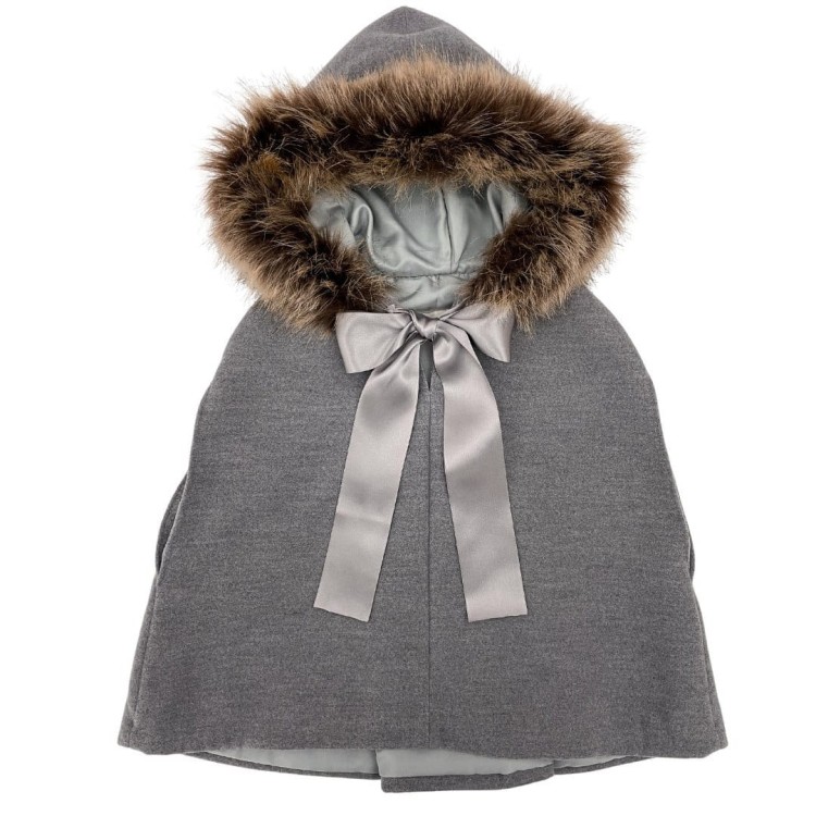 Pelerynka winter cape szara futerko