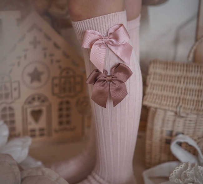 Przejdź do produktu Podkolanówki merino wool kokarda nude Condor *914