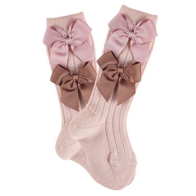 Przejdź do produktu Podkolanówki merino wool kokarda nude Condor *914