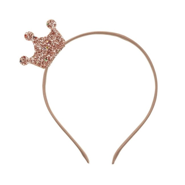 Przejdź do produktu Opaska korona glitter crown urodziny beżowa