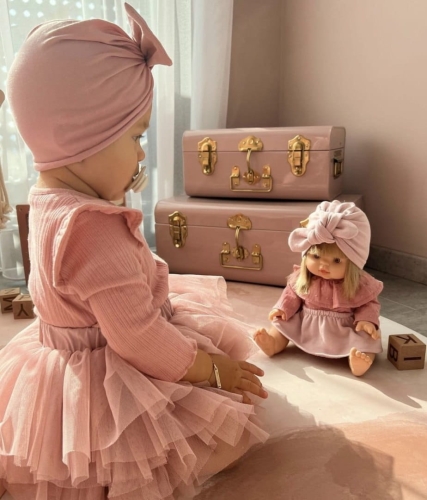 Bloomers tutu brudny róż falbanki tiul Manufaktura