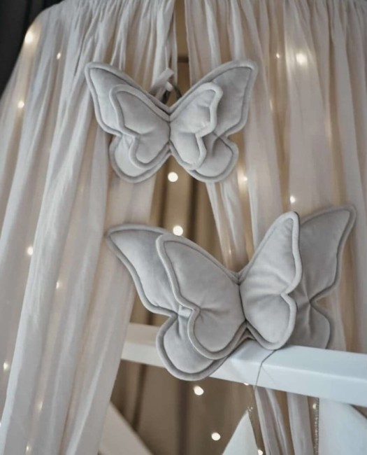 Przejdź do produktu Motyl dekoracyjny butterfly welur szary