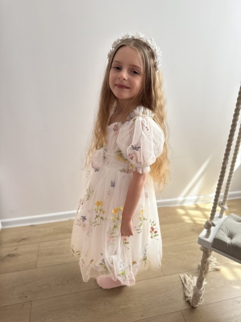 Przejdź do produktu Sukienka flora dolly tiulowa dla dziewczynki biała