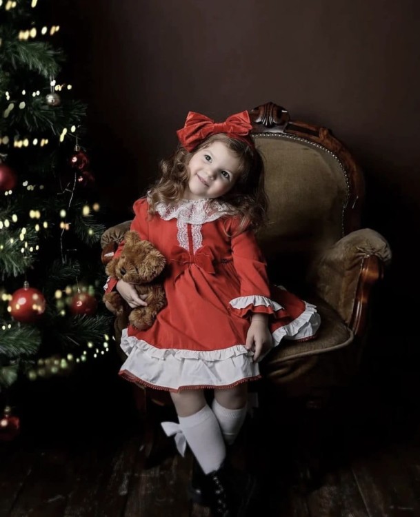 Sukienka czerwona koronka na święta dla dziewczynki Miranda 320127V