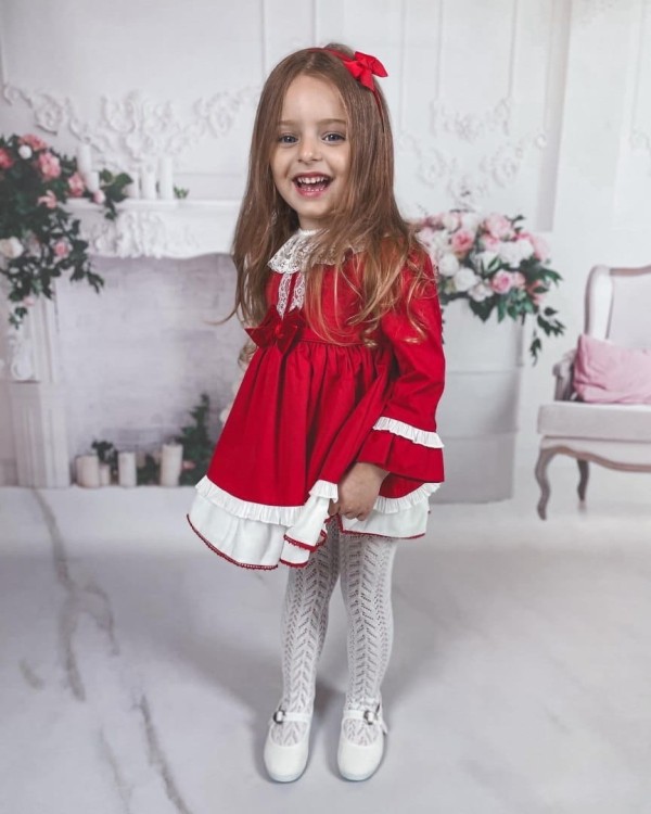 Sukienka czerwona koronka na święta dla dziewczynki Miranda 320127V
