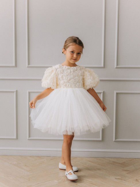 Przejdź do produktu Sukienka tiulowa roses ecru BABYDOLL dla dziewczynki