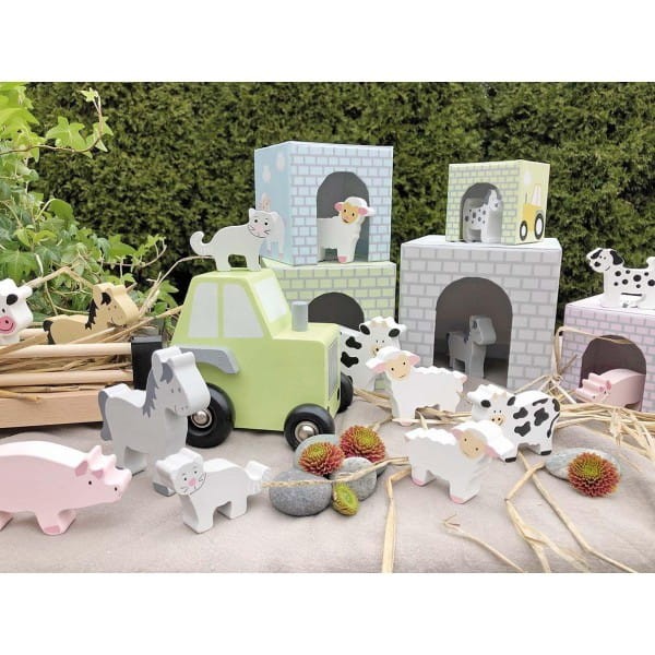 Przejdź do produktu Drewniany traktor ze zwierzętami Jabadabado