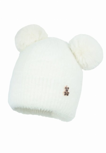 Przejdź do produktu Czapka zimowa pompony ecru dziecięca alpaka