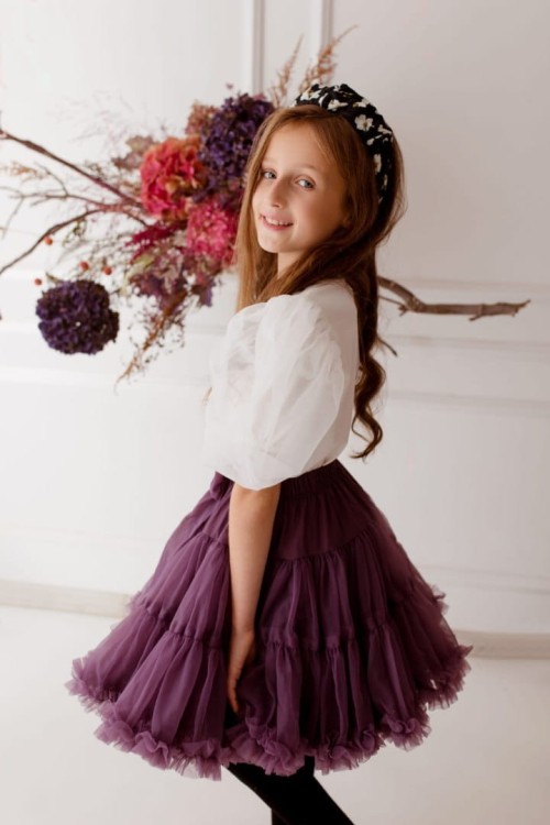 Bluzka z tiulową bufką PUF PUF ecru Manufaktura