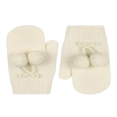 Rękawiczki dziecięce pompon Condor one-finger ecru *303