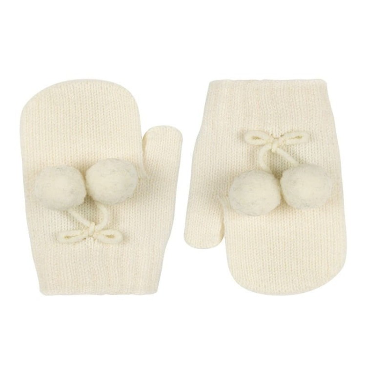 Rękawiczki dziecięce pompon Condor one-finger ecru *303