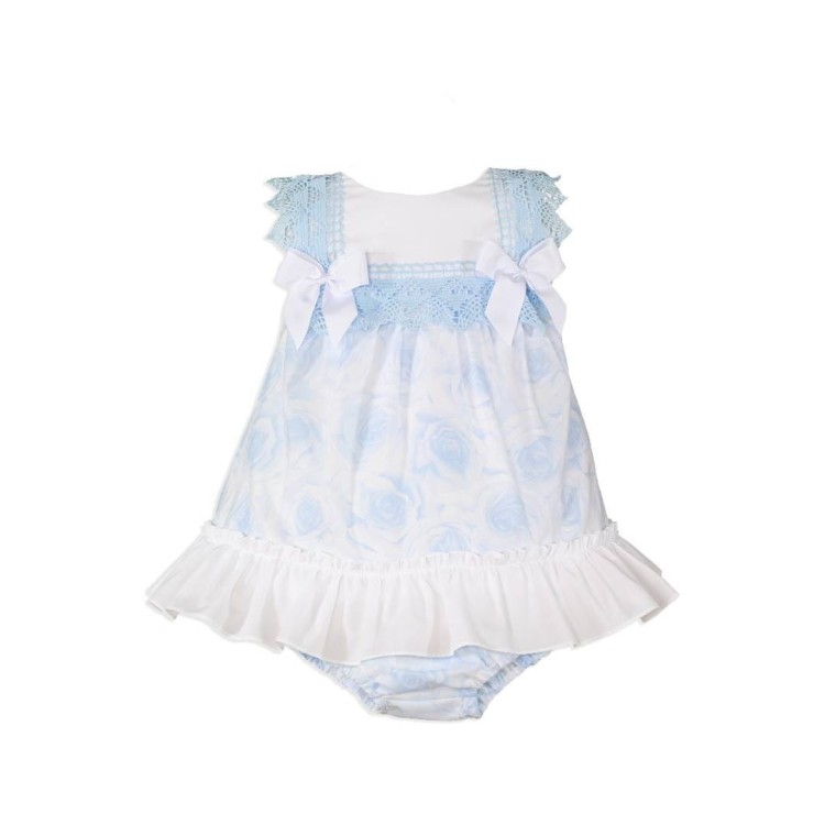 Sukienka błękitna kwiatki flowers Miranda Textil bawełniana