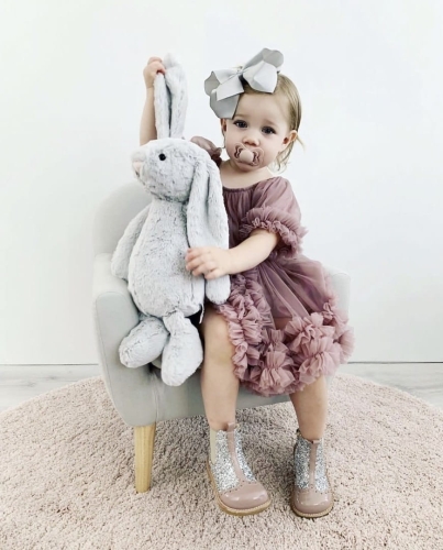 Sukienka tiulowa brudny róż dziecięca FRILLY DRESS DOLLY BY LE PETIT TOM PRE ORDER