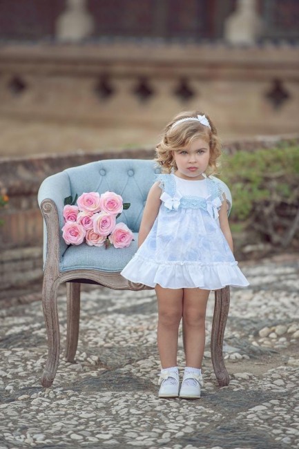 Przejdź do produktu Sukienka błękitna kwiatki flowers Miranda Textil bawełniana