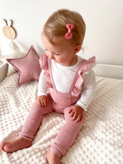 Przejdź do produktu Legginsy na szelkach falbanki brudny róż wings Condor *526