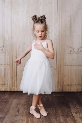 Sukienka biała dziecięca rib cotton DOLLY BY LE PETIT TOM