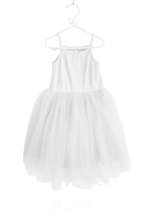 Sukienka biała dziecięca rib cotton DOLLY BY LE PETIT TOM