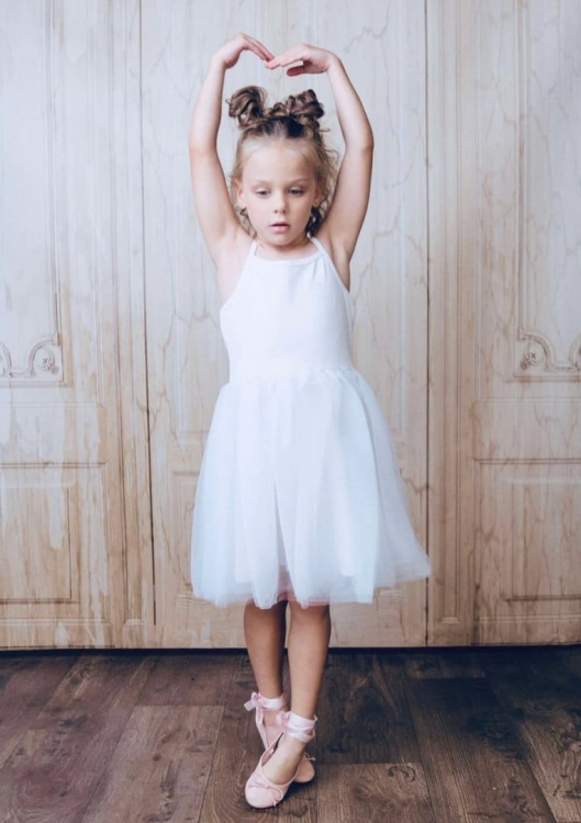 Sukienka biała dziecięca rib cotton DOLLY BY LE PETIT TOM