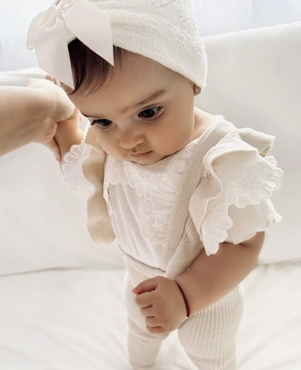 Legginsy na szelkach falbanki linen wings Condor *304