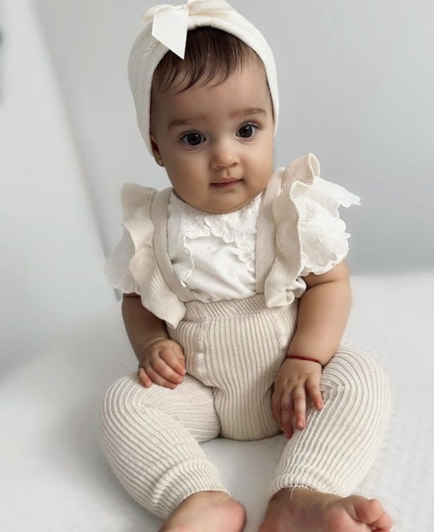 Legginsy na szelkach falbanki linen wings Condor *304