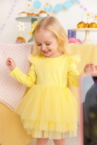 Przejdź do produktu Sukienka tiulowa Angel banan żółta Manufaktura Falbanek