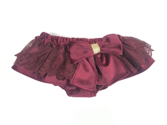 Przejdź do produktu BLOOMERS VELVET BURGUNDY BOW