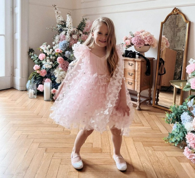 Sukienka motylkowa różowa BABYDOLL kokardy
