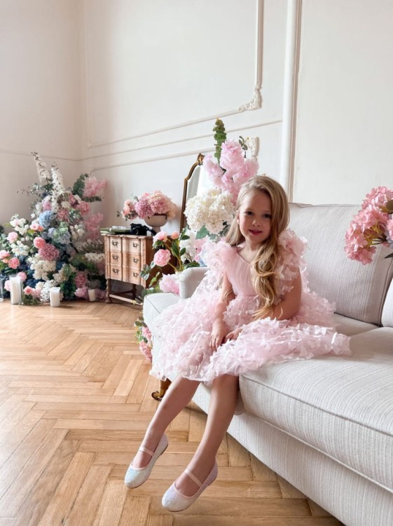 Sukienka motylkowa różowa BABYDOLL kokardy