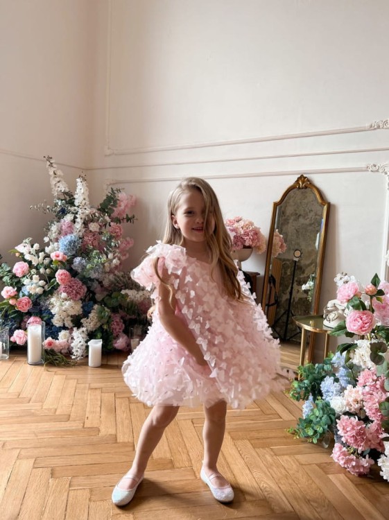 Sukienka motylkowa różowa BABYDOLL kokardy