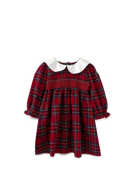Przejdź do produktu Sukienka dla dziewczynki kratka kołnierzyk
