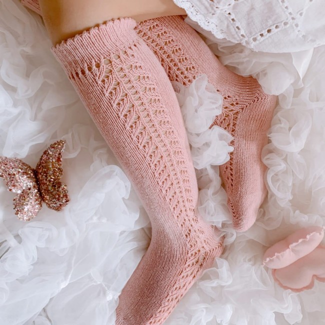 Przejdź do produktu Podkolanówki openwork brudny róż Condor *526